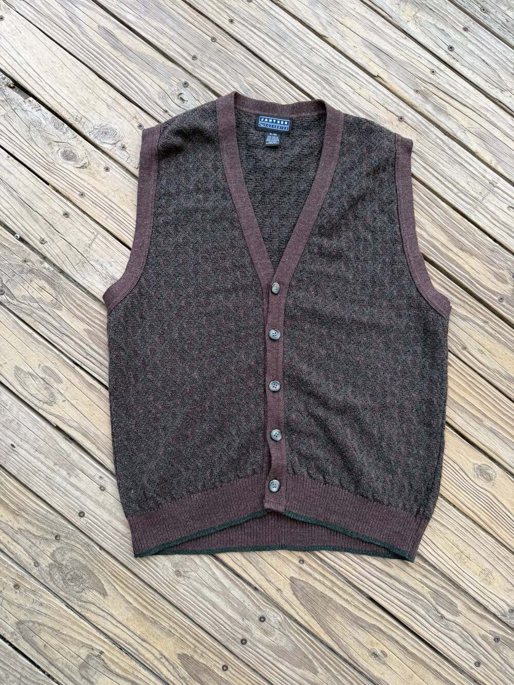 Jantzen Classics Vintage Acrylic Knit Button-Up Cardigan Sweater Vest